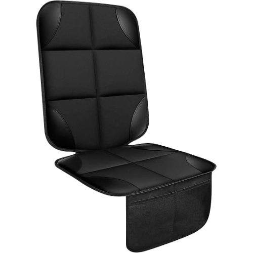 Car Seat Protector 1 Pack Car Seat Cushion Mat Thickest Padding,Waterproof 600D Fabric Car Seat Covers for Non-Slip Backing Mesh Pockets for Baby and Pet (Black, 1 Pc)