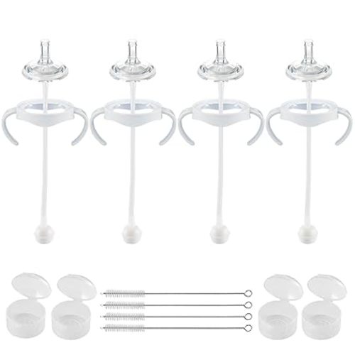 Straw Cup Conversion Kit for Philips Avent Natural Baby Bottles,Weighted Straw Sippy Cup Transition Kit with Soft Nipple and Handles for Toddler, Pack of 4