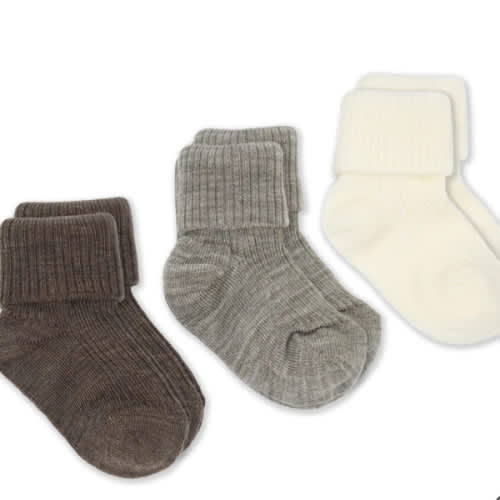 Wool Socks, Baby and Toddler, Brown-Gray & White