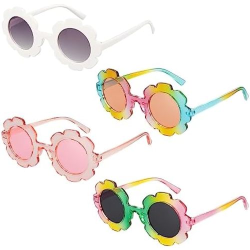 Mdvora 2/4/8/12/24 Pack Round Flower Sunglasses Set, Outdoor Kids Sunglasses Kit
