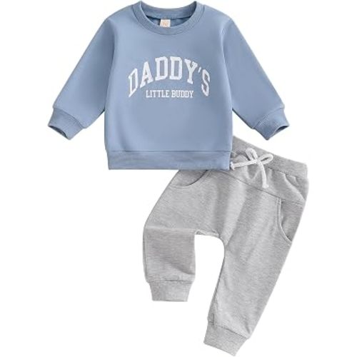 Baby Boy Fall Clothes Set Long Sleeve Letter Print Sweatshirt Pants Toddler Infant Outfits 6 12 18 24 Months 2T