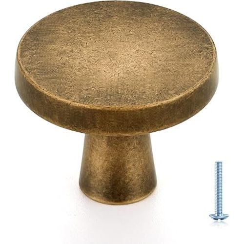 Ravinte Antique Brass Cabinet Knobs Solid Pulls Single Hole 5 Pack