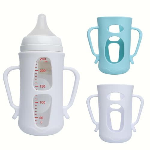 For Pigeon Glass Baby Bottle Silicone Holder, compatible with 8.1 oz, designed exclusively for glass baby bottles. (8.1oz) 3pcs