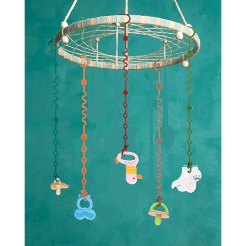 Toy Straps for Baby, 5pcs Adjustable Toy Holder for Stroller Accessories, Silicone Tether Pacifier Clip, No Throw Travel Essential Leash for High Chair, Car Seat (5-Pack)