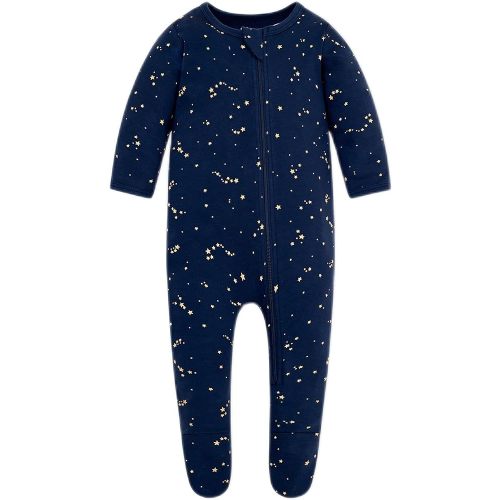 Owlivia Organic Cotton Baby Pajamas, Boys Girls Zip Front Sleep 'N Play Pjs, Footed Sleeper, Long Sleeve