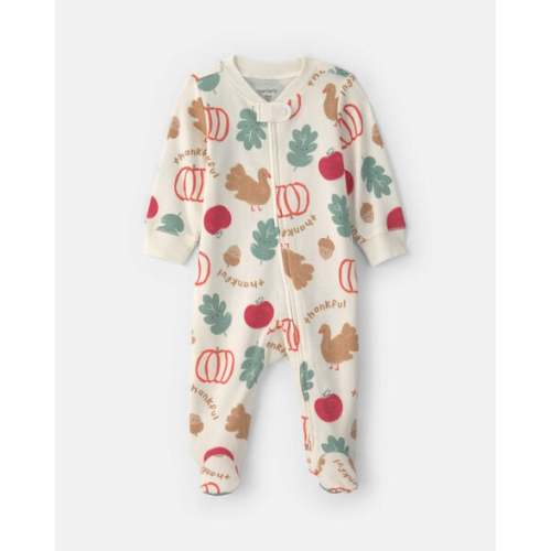 Baby Thanksgiving 100% Cotton 2-Way Zip Sleep & Play Pajamas - Cream | Carter's