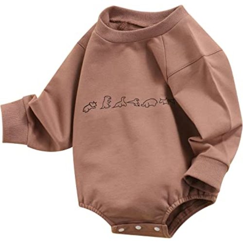 Newborn Baby Girls Boys Clothes Crewneck Sweatshirt Long Sleeve Romper Bodysuit Pullover Oversized Autumn Tops
