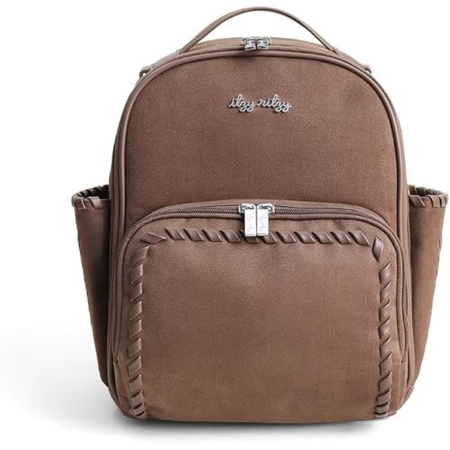 Itzy Ritzy Mini Diaper Bag Backpack – Chic, Compact Mini Plus Backpack with Changing Pad, 10 Pockets (6 Internal, 4 External), Grab-Top Handle & Rubber Feet (Aspen)