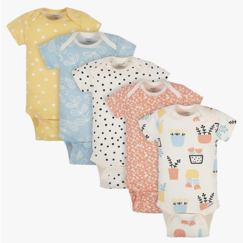 0-3 mo Grow by Gerber Baby 5-Pack Short Sleeve Onesies Bodysuits