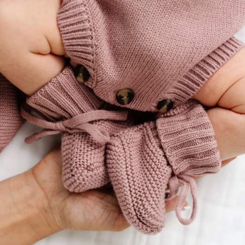 Knit Booties - Mauve