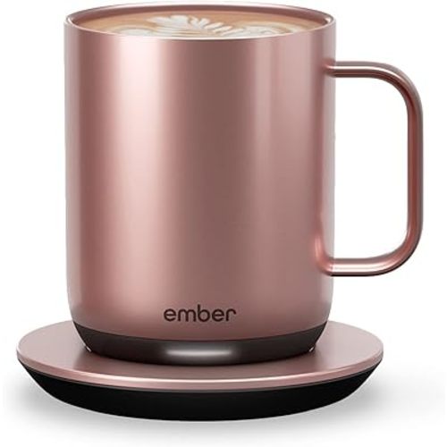 Ember Temperature Control Smart Mug 2, 10 Oz, App-Controlled Heated Coffee Mug with 80 Min Battery Life and Improved Design, Rose Gold
