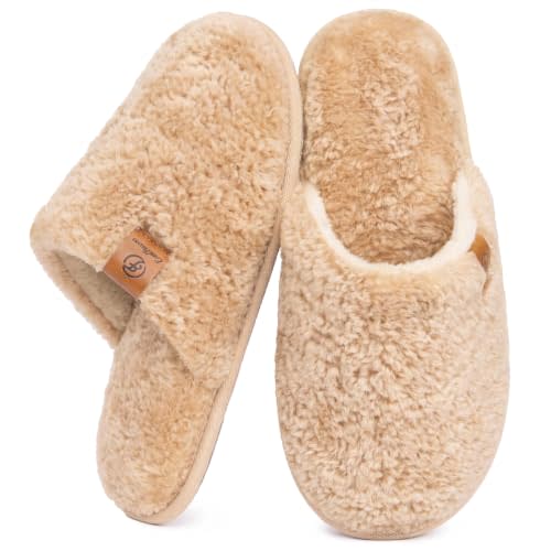 EverFoams Women's Fuzzy Slippers Warm Cozy Memory Foam Indoor House Shoes | Comfy,Soft,Lightweight,Breathable,Cloud,Non-slip,Machine-washable,Anti-slip Sole,Gift,Home