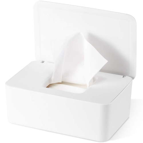 Taihexin Wipes Dispenser, Refillable Baby Wipes Container with Sealing Design Lid, Wet Wipes Storage Box, Keeps Wipes Fresh, One-Handed Operation, Non-Slip, Wet Tissue Box(White)