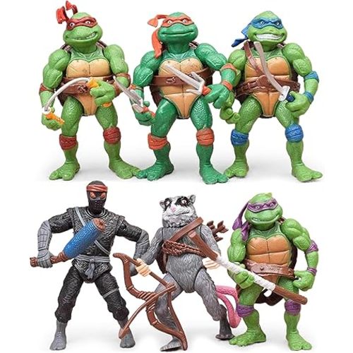 KLUKGE 6-Packs Turtles Action Figures 4.7 Inches Turtles Toys Multi-Jointed Movable Cartoon Turtle Toy Set Birthday Gifts for Friends and Fans