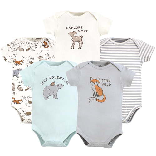 Touched by Nature Unisex Baby Organic Cotton Bodysuits, Dreamy Woodland, 6-9 Months