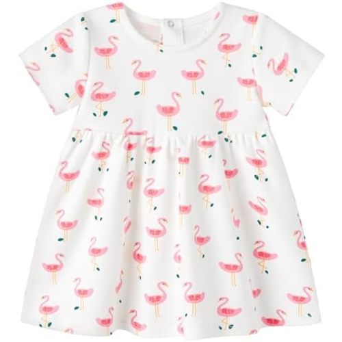 pureborn Baby Toddler Girl Woven Dress Short Sleeve Cotton Playwear Dresses 0-5T