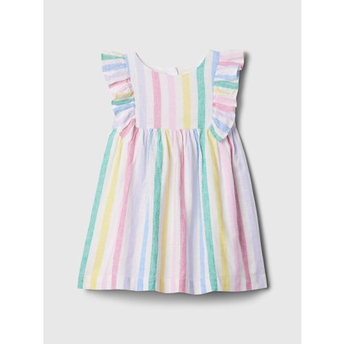 babyGap Linen-Cotton Stripe Dress in multi stripe, size: 0-3 M