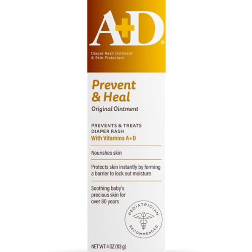A+D Original Diaper Rash Ointment Prevents & Treats Diaper Rash, Moisturizing Skin Protectant with Vitamins A & D, Healing Skin Ointment for Dry and Cracked Skin 4oz