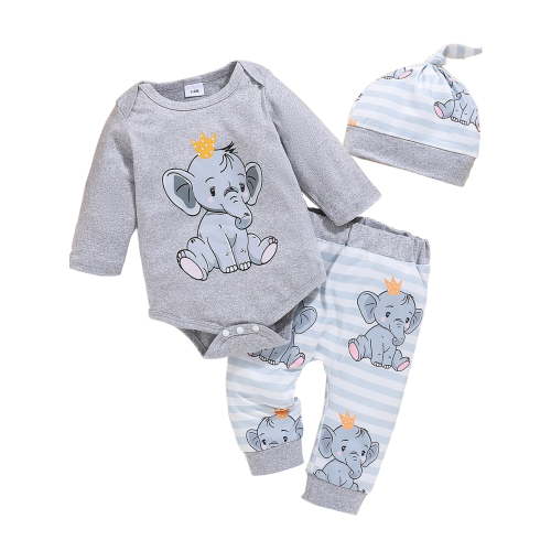 ENFLASH Newborn Baby Boy Clothes Outfits Animal Printed Long Sleeve Romper Pants Set Infant Baby Boy Clothing 0 3 6 9 12 18 Months