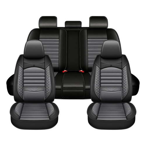 Car Seat Cover Fit for Volvo XC40 2019-2025,Waterproof Stain-resistant Leather Heavy-Duty Car Seat Covers Protector Grey,Full Set(2 Row 5 Seats)