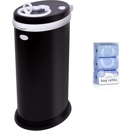 Ubbi Steel Odor Locking, No Special Bag Required Money Saving & On-The-Go Refill Bags, Lavender Scented, Value Pack of 36, Baby On The Go Diapering Essentials