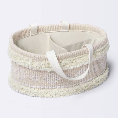 Tufted Fabric Diaper Caddy Storage Basket - Khaki and Cream - Cloud Island™