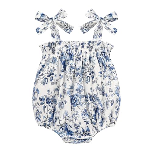 ZOELNIC Baby Girl Summer Clothes Newborn Girl Outfits Cute Strap Baby Girl Romper Jumpsuit Infant Floral One Piece Bodysuit