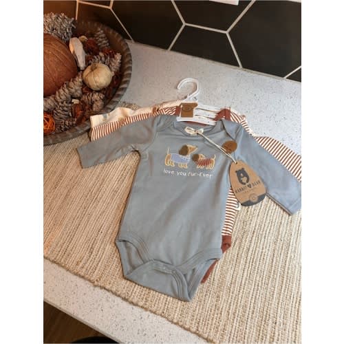 Rabbit & Bear Organic Blue 'Love You Fur-Ever Dachshund' Baby One-Piece