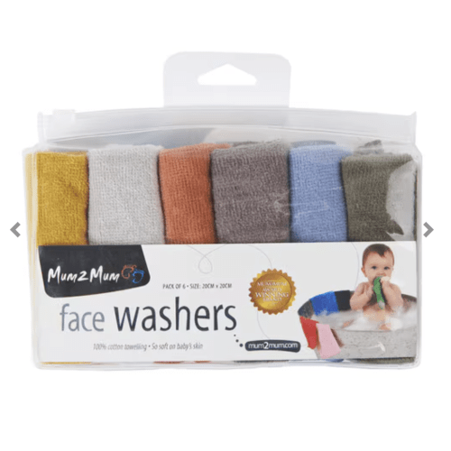Mum 2 Mum Face Washers 6-Pack, Earth