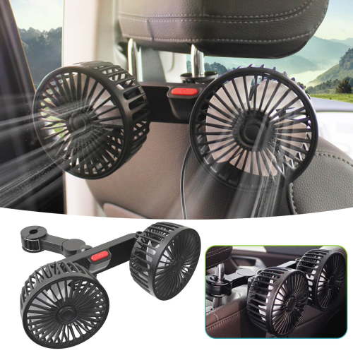 Car Fan for Backseat, USB Powered Car Rear Seat Headrest Fan, Rotatable Cooling Fan, Powerful Air Circulation Fan for Sedan, SUV, RV, Pickup, Truck, Van, Golf Vehicles and Boat