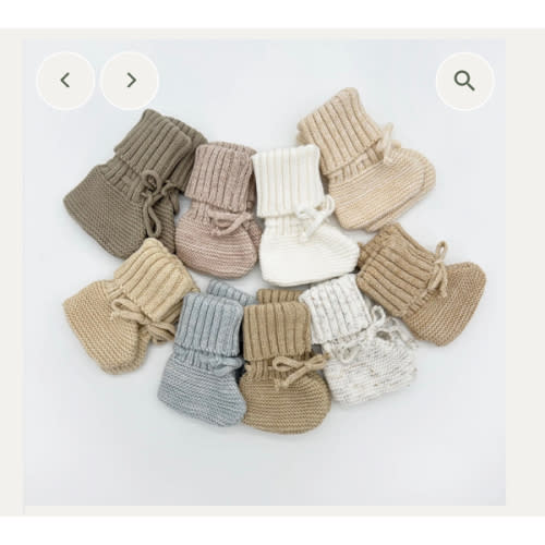 Garter Cotton Knitted Booties – Olive and Cradle