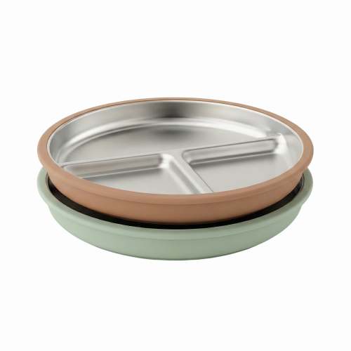 Stainless Steel Plate Set of 2 (Mocha Mousse & Sage Green)
