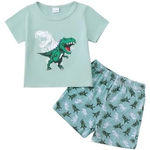 Kucnuzki Toddler Baby Boy Clothes Outfits Short Summer Sleeve Letters Printed Shirt Shorts Sets 2PC Little Boy Clothing