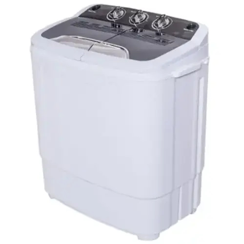 Costway - Compact Mini Twin Tub 8 lb. Washing Machine - White and Grey