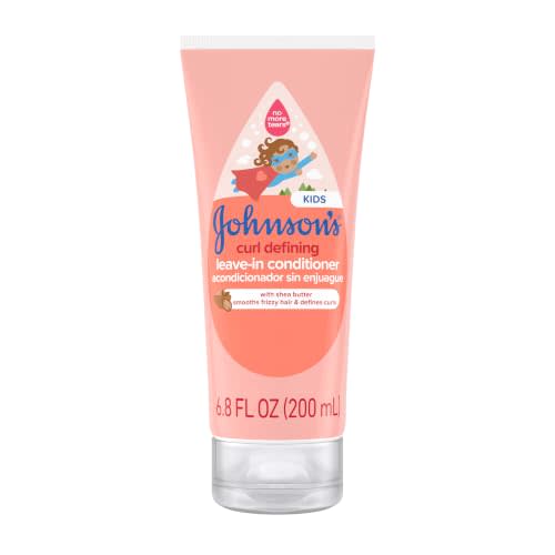 Johnson's Kids Curl Defining Leave-In Conditioner, 6.8 fl. oz | With Shea Butter, Smooths Frizz, Defines Waves & Curls For 24 Hours, Hypoallergenic