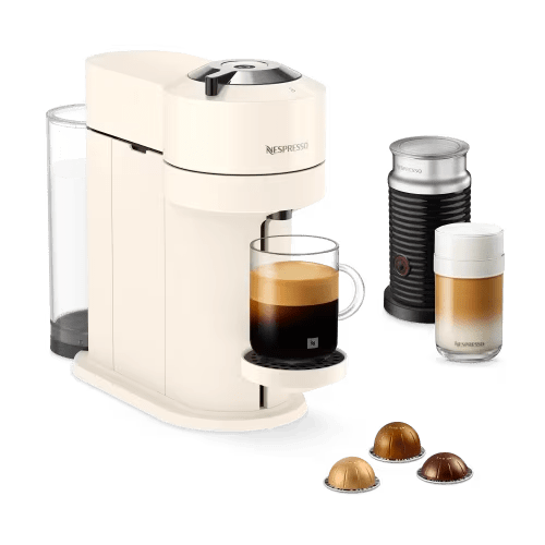Vertuo Next Premium Creamy White Dark Chrome & Aeroccino3 Milk Frother