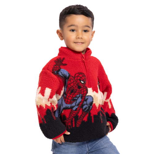 Spider-Man Toddler Boys Plush Fleece Half Zip Sweatshirt, Sizes 12M-5T