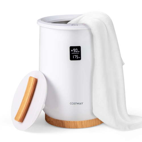 Costway 20L Bathroom Towel Warmer Bucket with Fragrance Holder & LED Display White