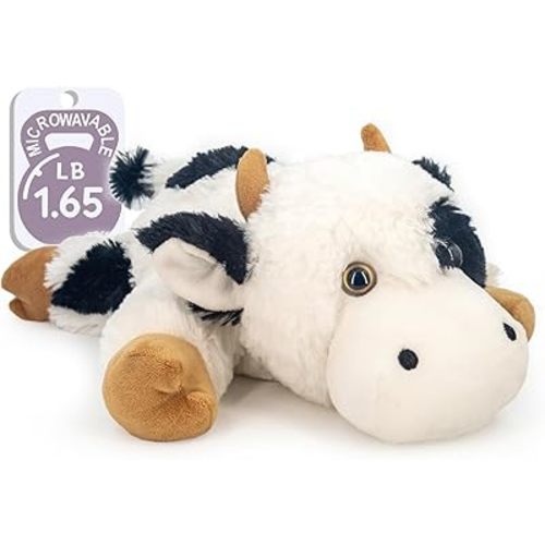 Marysun Microwavable Heated Cow Stuffed Animal - Weighted Stuffed Animal Plush, Heating Pad, Cozy Gift for Girls|Women|Kids|Elderly People, 9.8in, 1.65lb