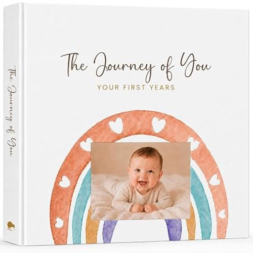 Personalized Rainbow Baby Book, Boho Theme, 4x6 Photo Cover, First 5 Years | Baby Milestone Book, 108 Guided Pages, Photo Spaces, Baby Keepsake, FSC-Certified Archival Paper, Gift Box, New Mom Gifts