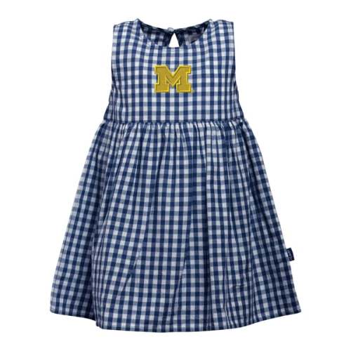 Garb  Michigan Wolverines Girls Infant Navy Loren Gingham Dress