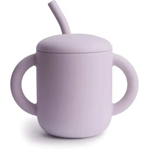 mushie 100% Silicone Training Cup & Straw for Toddlers | 6 Months+ (Soft Lilac)