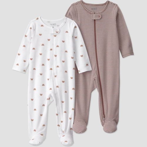 Carter's Just One You® Baby Boys' 2pk bears Long Sleeve Sleep N Plays - Brown/white 9M