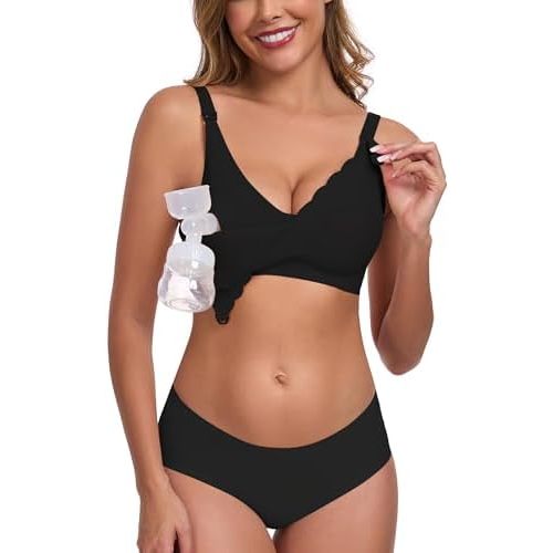Vinfact Pumping Bra Hands Free-No Underwire Full Coverage Seamless Every Day Bra Holding & Breast Pump Bra