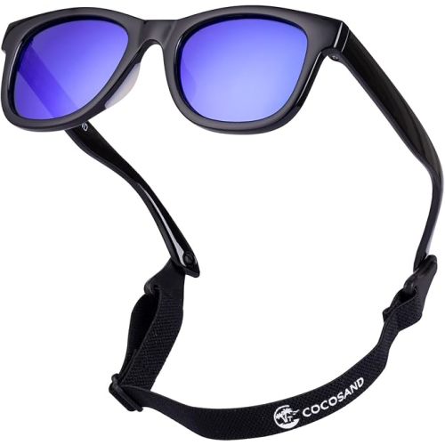 COCOSAND Flexible Baby Sunglasses with Strap Polarized UV Protection for Toddler Infant Newborn Boy Girl Age 0-24 Months