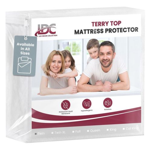 Waterproof Mattress Protector Terry Top Hypoallergenic Breathable Easy Fit Deep Pocket Mattress Topper - Lux Decor Collection