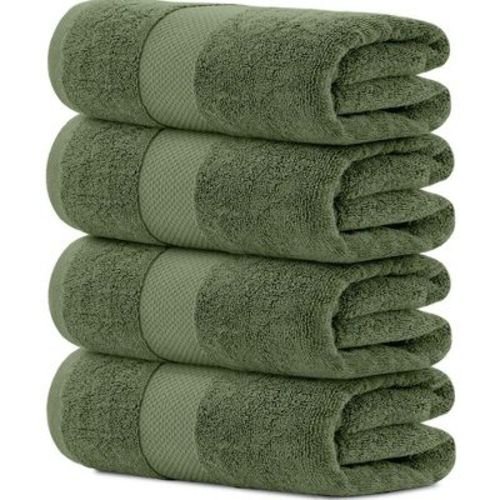 White Classic Luxury 100% Cotton Bath Towels Set of 4 - 27x54" Sage
