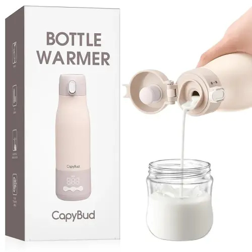 Portable Bottle Warmer for Travel, 12 Oz Milk Warmer for Breastmilk Formula Water, 3 Mins Fast Heating, Long Battery Life, 5 Levels Smart Temp Control, Ideal for Night Feeding, Travel, Car