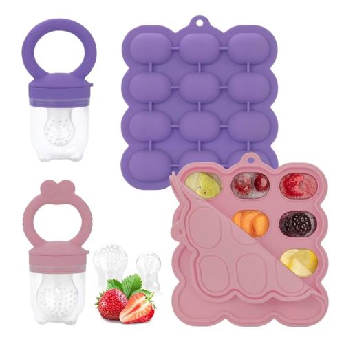 Baby Fruit Feeder Breastmilk Popsicle Molds Set, Silicone Food Storage Freezer Tray and Breast Milk Feeder Pacifier for Teething