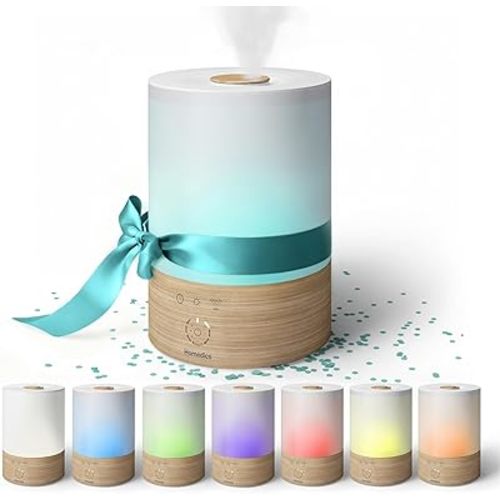Homedics Cool Mist Ultrasonic Humidifier, 8-Colors Night Light, 0.66 Gal Top-Fill Tank, 24Hr Runtime, 3 Mist Settings, 360° Mist for 329 sq ft Rooms, Aromatherapy, Clean Tank Tech, Auto Shutoff